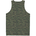 Green Tiger Stripe Camouflage Print Men's Tank Top