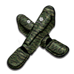 Green Tiger Stripe Camouflage Print Muay Thai Shin Guard