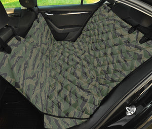 Green Tiger Stripe Camouflage Print Pet Car Back Seat Cover