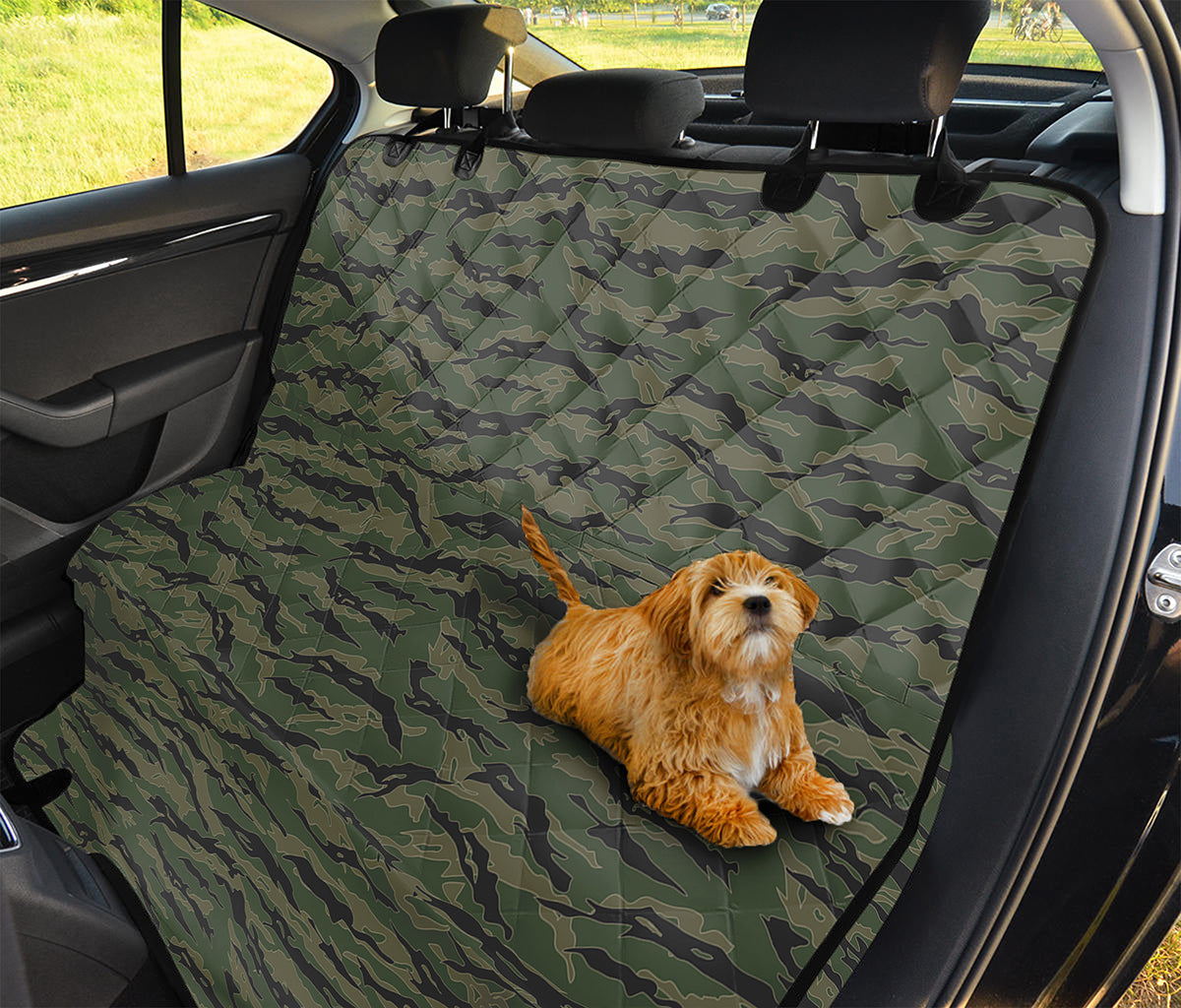 Green Tiger Stripe Camouflage Print Pet Car Back Seat Cover