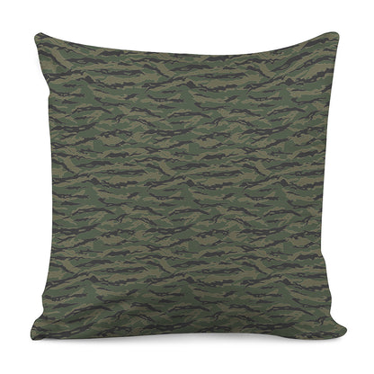 Green Tiger Stripe Camouflage Print Pillow Cover