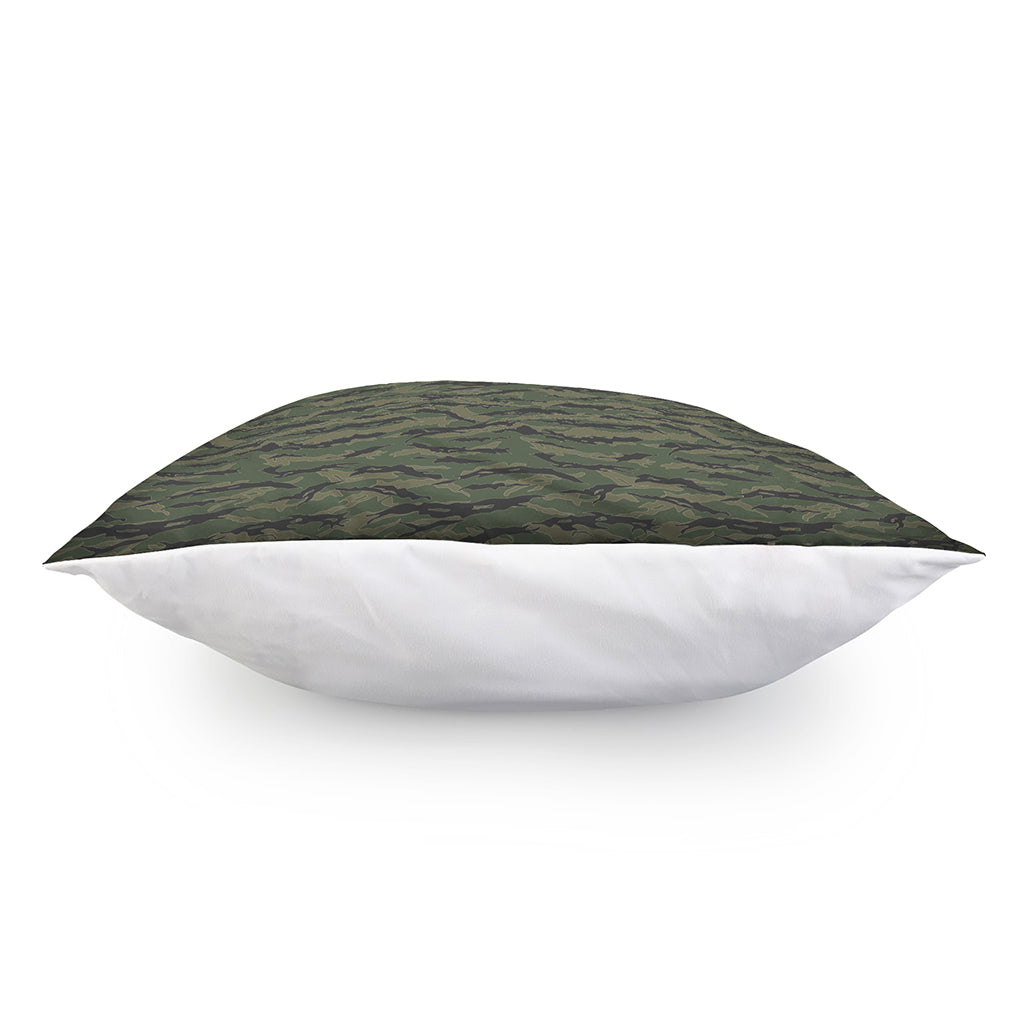 Green Tiger Stripe Camouflage Print Pillow Cover