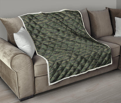 Green Tiger Stripe Camouflage Print Quilt