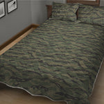 Green Tiger Stripe Camouflage Print Quilt Bed Set