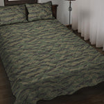 Green Tiger Stripe Camouflage Print Quilt Bed Set