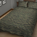 Green Tiger Stripe Camouflage Print Quilt Bed Set
