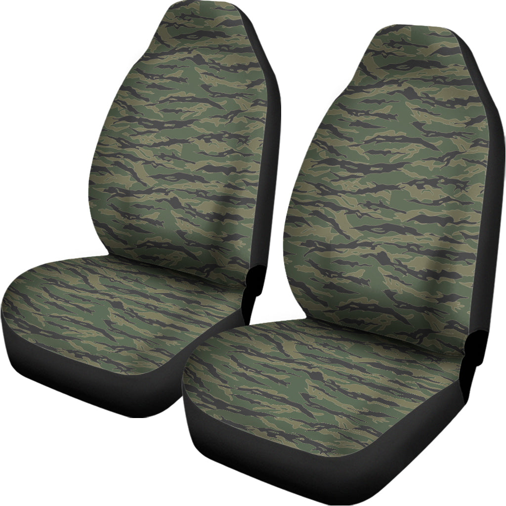 Green Tiger Stripe Camouflage Print Universal Fit Car Seat Covers