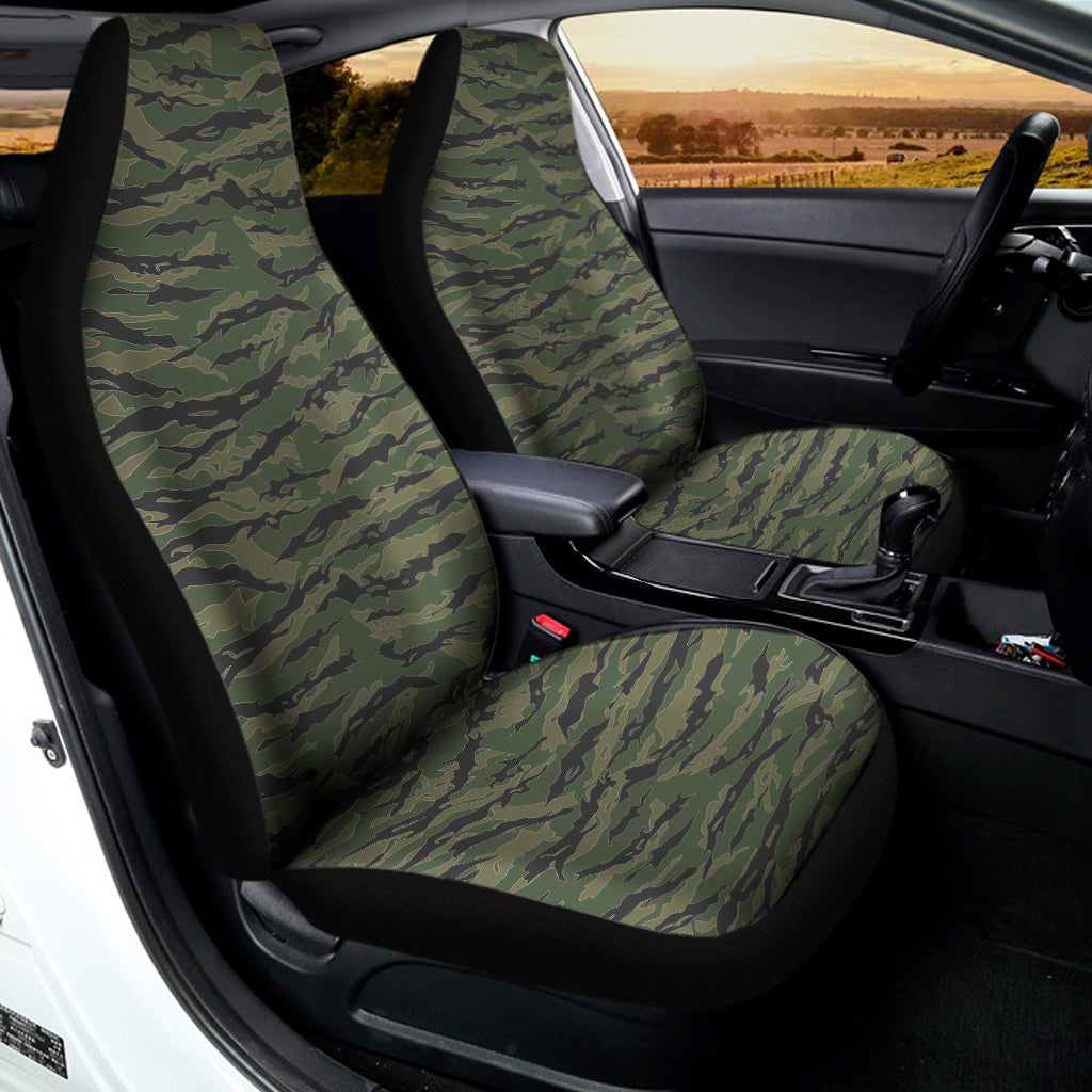 Green Tiger Stripe Camouflage Print Universal Fit Car Seat Covers