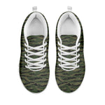 Green Tiger Stripe Camouflage Print White Sneakers
