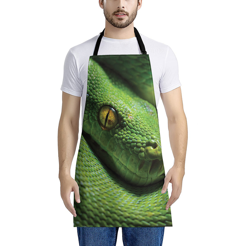 Green Tree Python Snake Print Apron