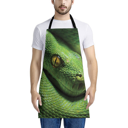 Green Tree Python Snake Print Apron