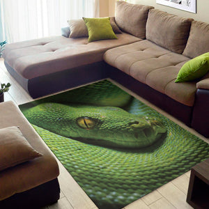 Green Tree Python Snake Print Area Rug