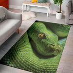 Green Tree Python Snake Print Area Rug