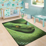 Green Tree Python Snake Print Area Rug