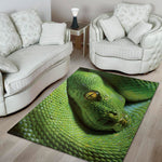 Green Tree Python Snake Print Area Rug