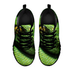 Green Tree Python Snake Print Black Sneakers