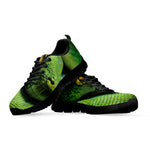 Green Tree Python Snake Print Black Sneakers