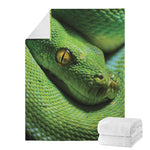 Green Tree Python Snake Print Blanket