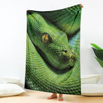 Green Tree Python Snake Print Blanket