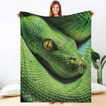 Green Tree Python Snake Print Blanket
