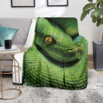 Green Tree Python Snake Print Blanket