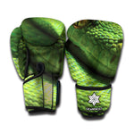 Green Tree Python Snake Print Boxing Gloves