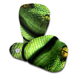 Green Tree Python Snake Print Boxing Gloves