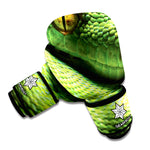 Green Tree Python Snake Print Boxing Gloves