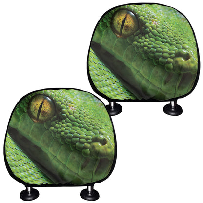 Green Tree Python Snake Print Car Headrest Covers