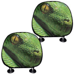 Green Tree Python Snake Print Car Headrest Covers