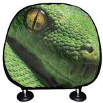 Green Tree Python Snake Print Car Headrest Covers