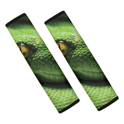 Green Tree Python Snake Print Car Seat Belt Covers