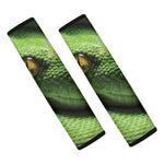 Green Tree Python Snake Print Car Seat Belt Covers