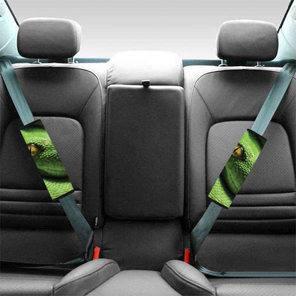 Green Tree Python Snake Print Car Seat Belt Covers