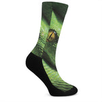 Green Tree Python Snake Print Crew Socks
