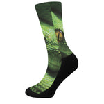 Green Tree Python Snake Print Crew Socks