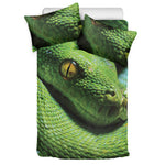 Green Tree Python Snake Print Duvet Cover Bedding Set