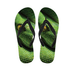 Green Tree Python Snake Print Flip Flops