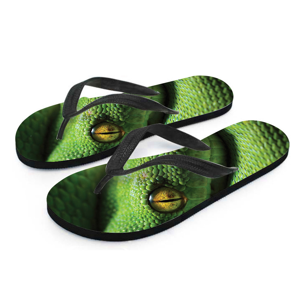 Green Tree Python Snake Print Flip Flops