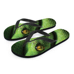 Green Tree Python Snake Print Flip Flops