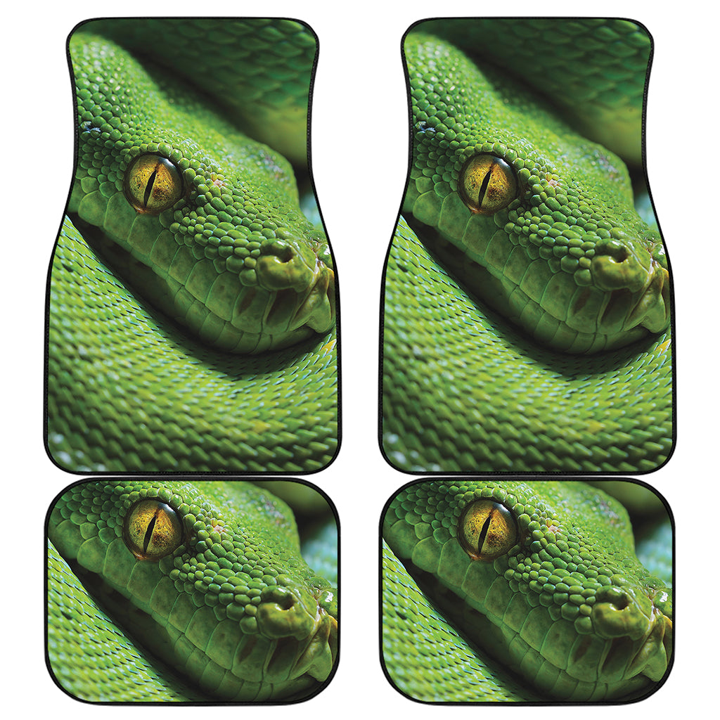 Green Tree Python Snake Print Front and Back Car Floor Mats