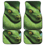 Green Tree Python Snake Print Front and Back Car Floor Mats