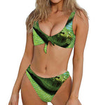 Green Tree Python Snake Print Front Bow Tie Bikini