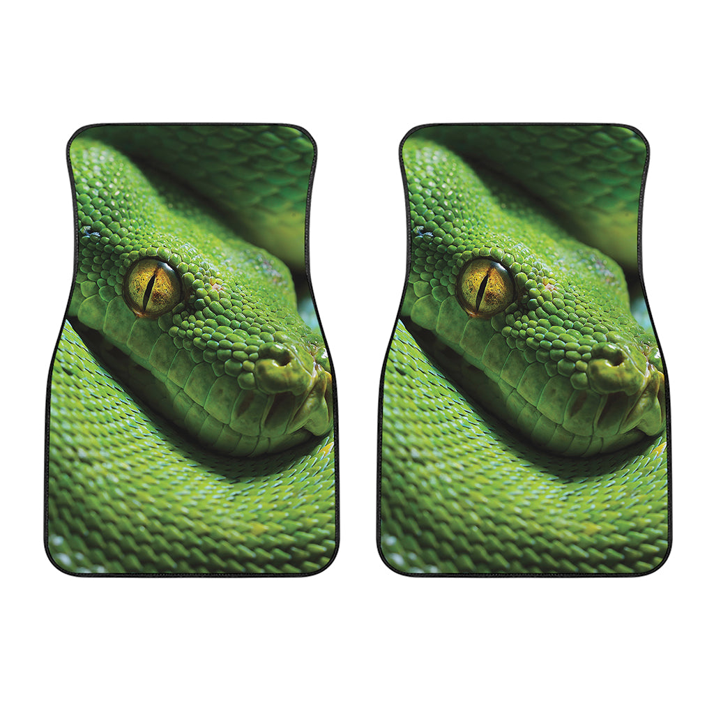 Green Tree Python Snake Print Front Car Floor Mats