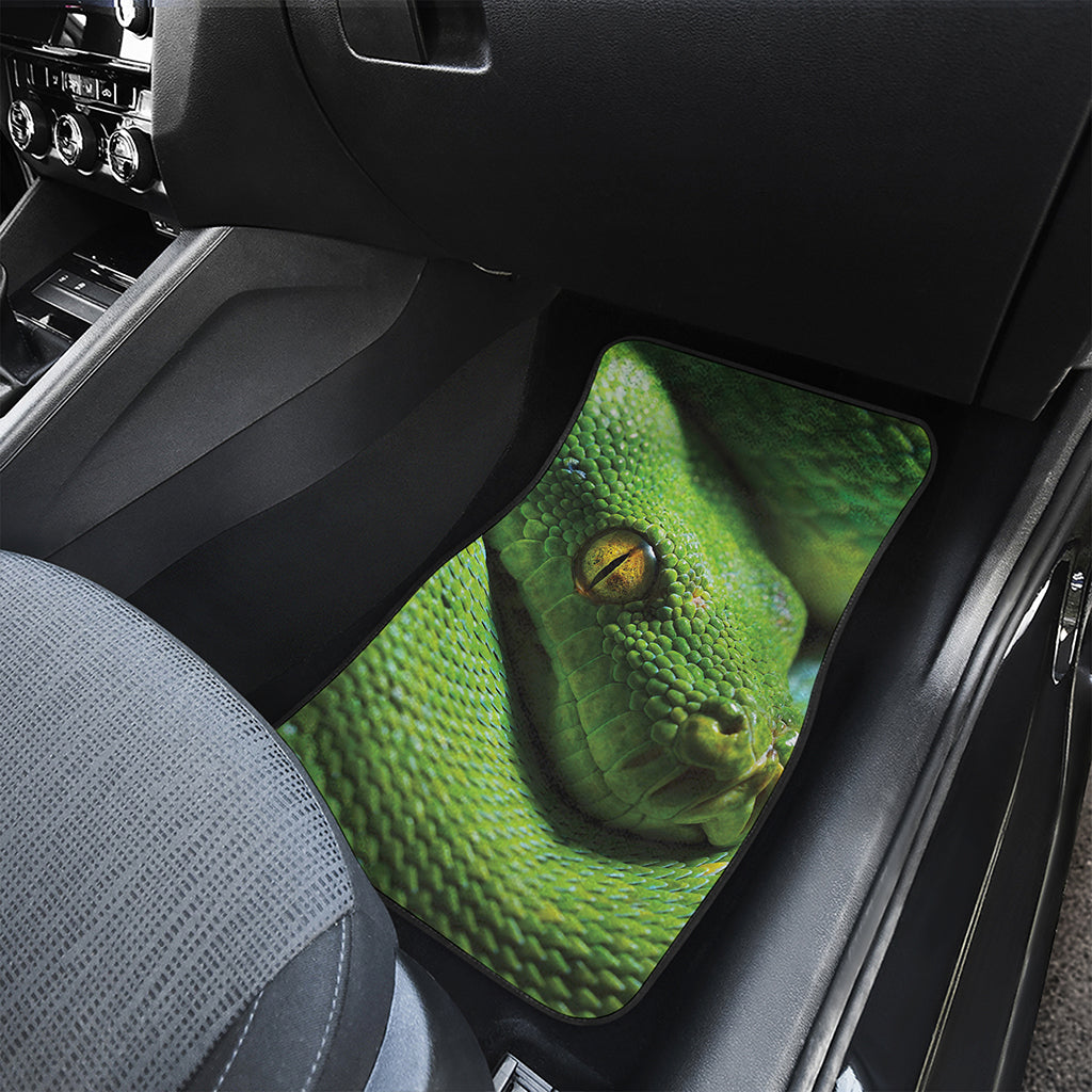 Green Tree Python Snake Print Front Car Floor Mats