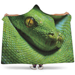 Green Tree Python Snake Print Hooded Blanket