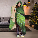 Green Tree Python Snake Print Hooded Blanket