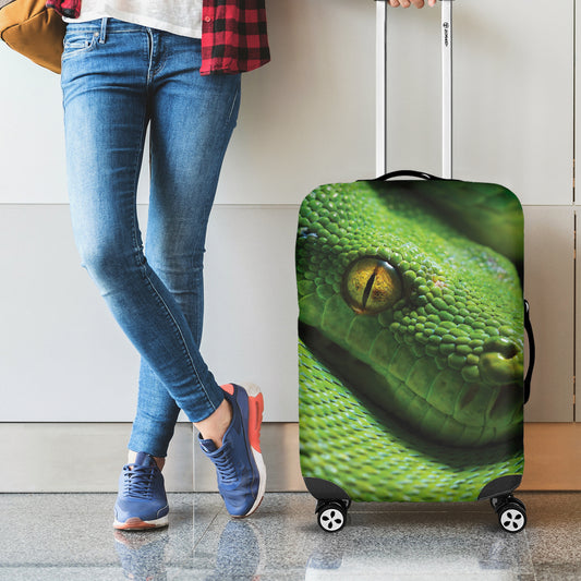Green Tree Python Snake Print Luggage Cover