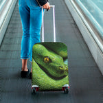 Green Tree Python Snake Print Luggage Cover