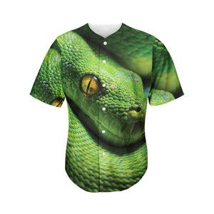 Green Tree Python Snake Print Men's Baseball Jersey